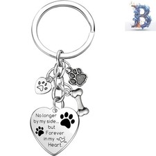 Sympathy Gift: Engraved Pet Keychain with Paw Print Charm, Velvet Pouch Included