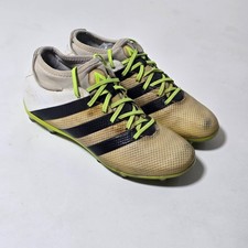 Botines de fútbol Adidas Ace 16.3 Primemesh FG/AG para mujer EE. UU. 8 dorados blancos a rayas