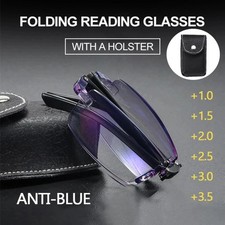 Men Reading Glasses Anti-blue Light Folding with Case Bl