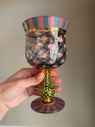 Single Vintage MacKenzie-Childs Circus Arbor Rose Goblet – 1991, Handpainted