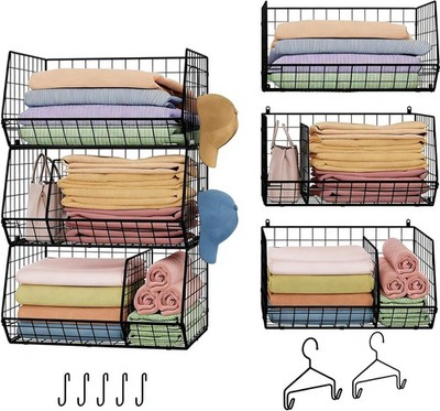 Jautokerdar3TierHangingClosetShelvesDividerLargeStorageOrganizer