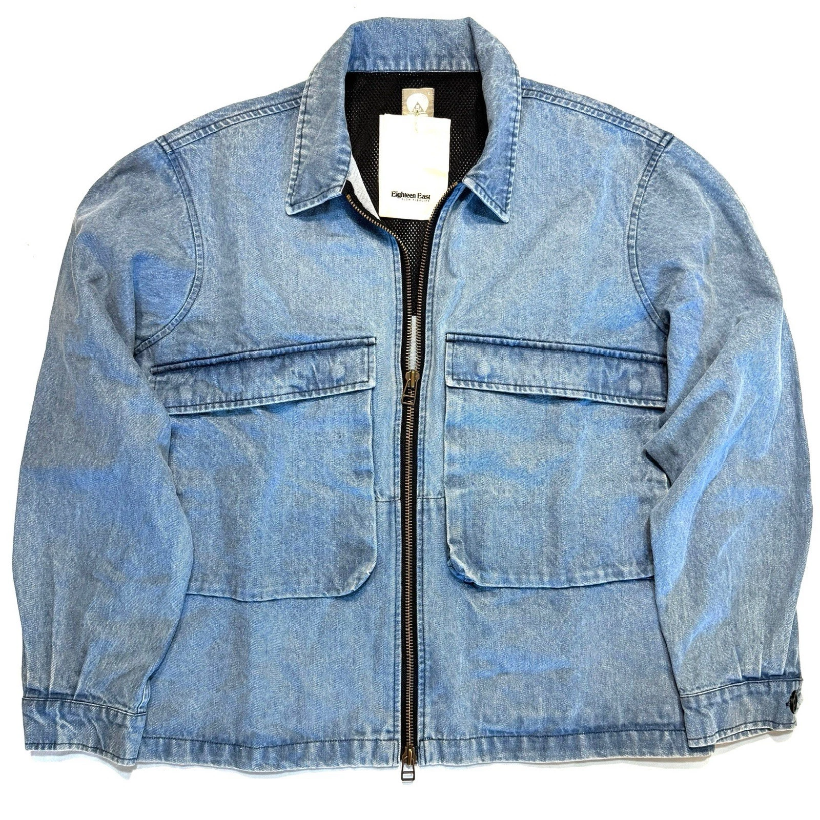 18 EAST Mens Zip Bellows Denim Coach's Jacket Light Blue (MSRP $248)
Opens in a new window or tab