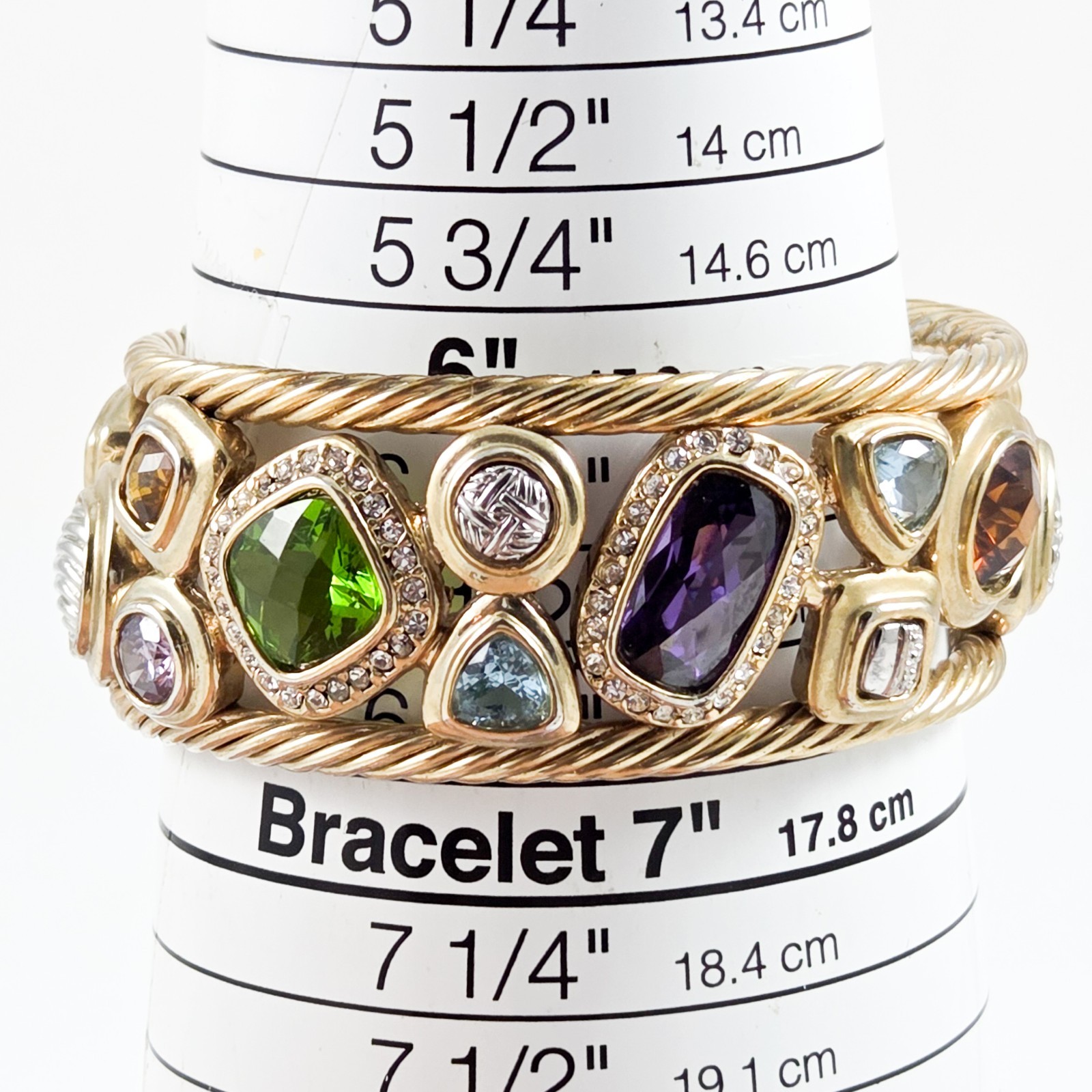 Cable Multi Stone Cuff   Bracelet - image 6