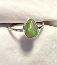 Lovely Ethiopian Opal Ring 925 Sterling Silver Size 7