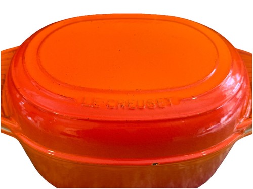 Le Creuset Vintage Cast Iron Roaster Casserole Dish & Lid Volcanic Orange 4.7 L - Picture 2 of 24
