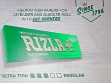 Rizla Rolling Papers Green Cut Corners Single Wide 50 Lvs/Pk DISCOUNTS! USA