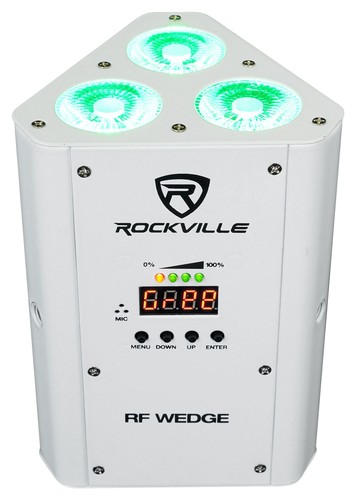 4) Rockville RF WEDGE WHITE RGBWA+UV Battery Wireless DMX Lights+Bags+Controller - Picture 8 of 12