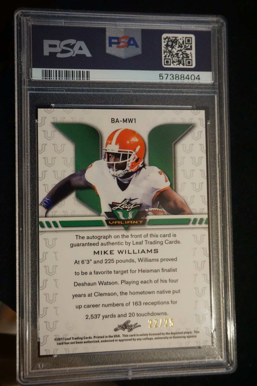 2017 LEAF VALIANT [ORANGE] MIKE WILLIAMS AUTO PSA {10} #20/25 view 2