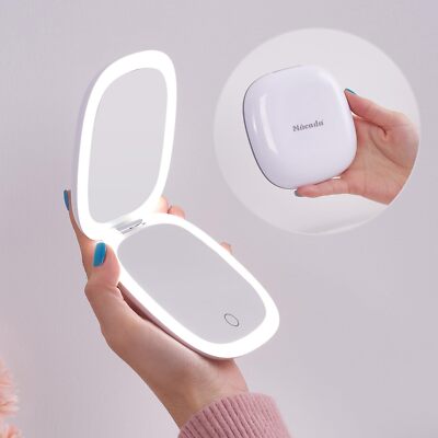 LED Magnifying Compact Mirror 1X/10X Rechargeable Touchscreen Makeup Mirror