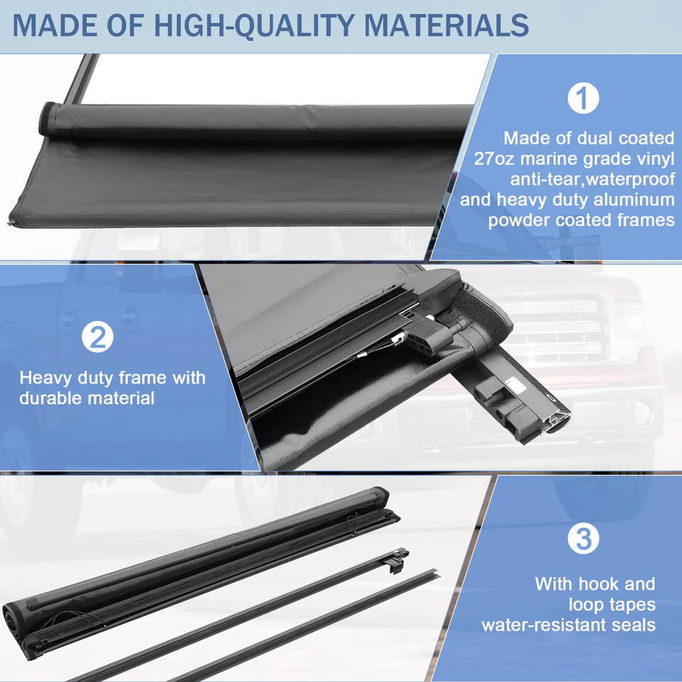 Мягкий сворачивающийся чехол для короткого кузова Nissan Titan 2004-2015 годов выпуска 5,5 фута 66 дюймов - Изображение 4 из 4