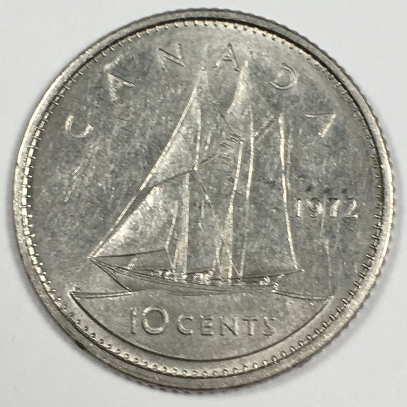 1972 Canada 10 Cents - Elizabeth II - Extremely Fine (XF) KM#77 - 5108-AH