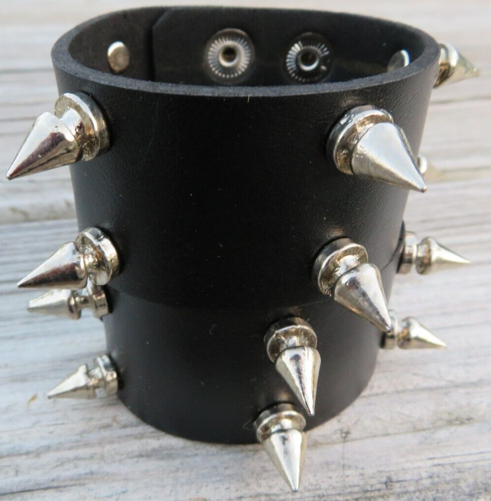 New 2 Row Junky Vegan Fake Spike Studs Bracelet Wristband Cuffs