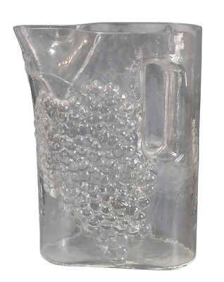 Retro Mid-Century Modern Claus Josef Riedel Glass Grapevine Grip Handle Pitcher