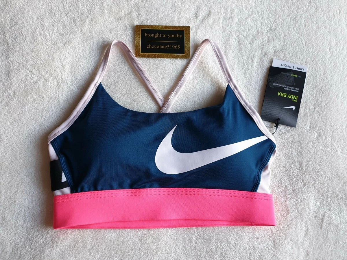 NEW NIKE ICON CLASH LIGHT SUPPORT PADDED SPORTS BRA SIZE SMALL BLUE &  PINK MIX