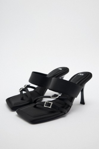 ZARA SANDALI CON TACCO E FIBBIE 7,5 US - Foto 1 di 9