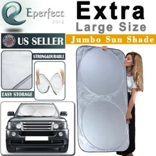 Folding Jumbo Front Rear Car Window Sun Shade Auto Visor Windshield Block Cover