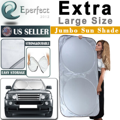 Folding Jumbo Front Rear Car Window Sun Shade Auto Visor Windshield Block Cover