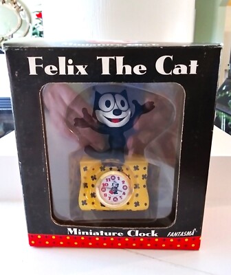 RARE Fantasma FELIX THE CAT Miniature Clock - MIB - WORKS ! NEW
