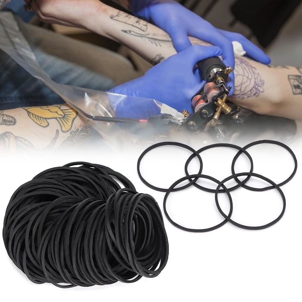 100pcs Professional Shockproof Tattoo Rubber Bands Ring Accessory For