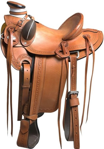 Selle De Cheval Western Wade En Cuir – Taille 18 Pouces – Pour Cheval De Trait