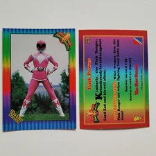 PINK POWER RANGERS CARD #35 Pink Power Multi-Color Borders Front & Back 1995