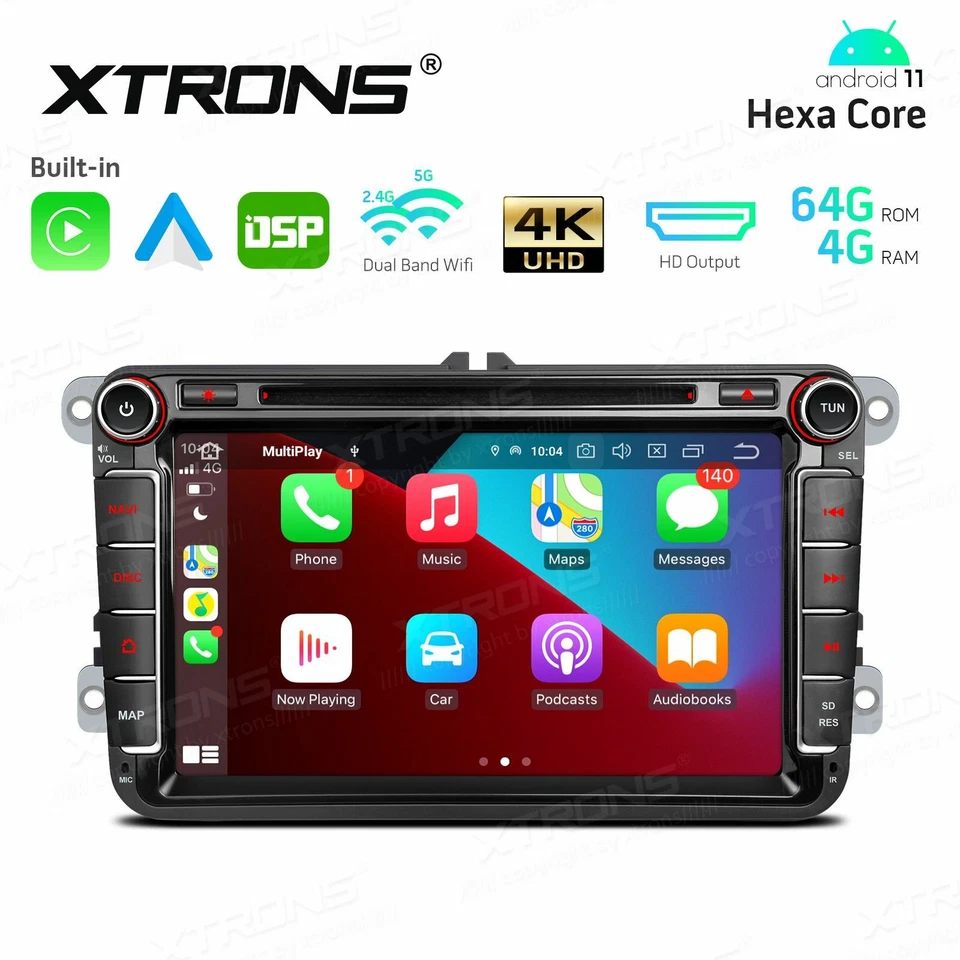 AUTORADIO ANDROID 11 STEREO AUTO VOLKSWAGEN GOLF POLO SEAT SKODA WIFI 4/64GB DVD - Immagine 2 di 4