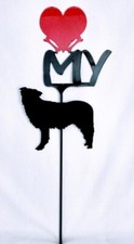 Border Collie Love heart Yard Sign Metal Silhouette Made in the USA