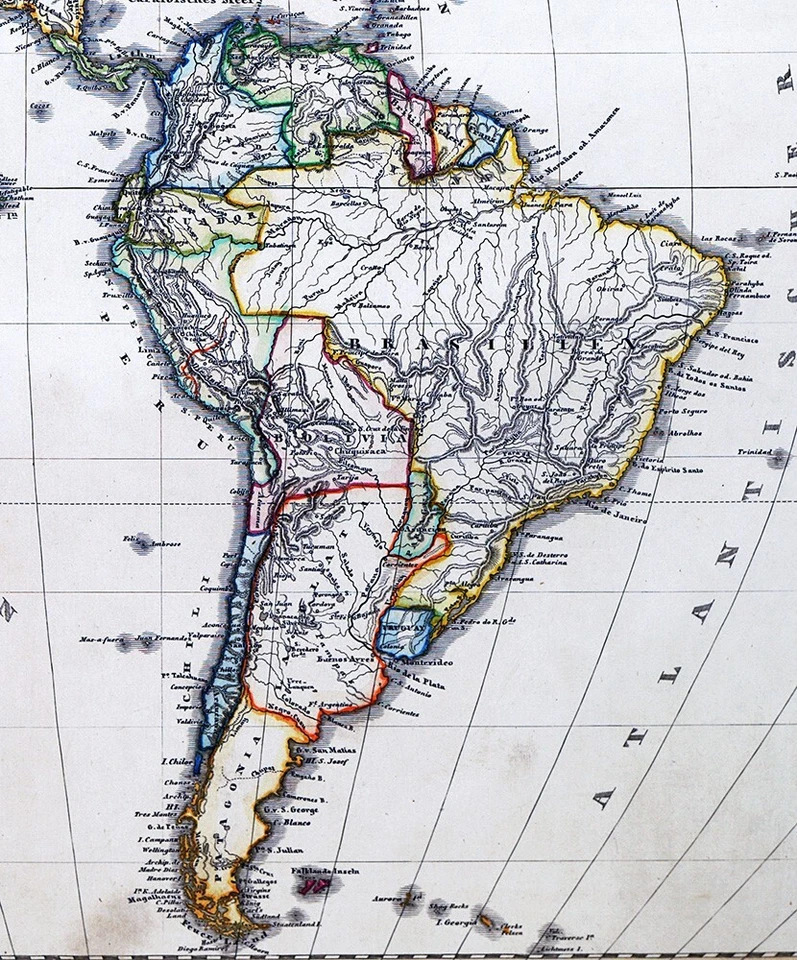 Карта Стульпнагеля 1843 Северная Южная Америка США Техас Калифорния Бразилия SA - Изображение 4 из 4