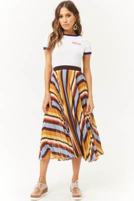 Pleated Skirt High Low Skirt Forever 21 Forever 21 Rainbow