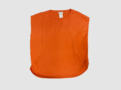 $495 Akris Punto Women's Orange Wool Cap Sleeve Round Neck T-Shirt Top Size US 6