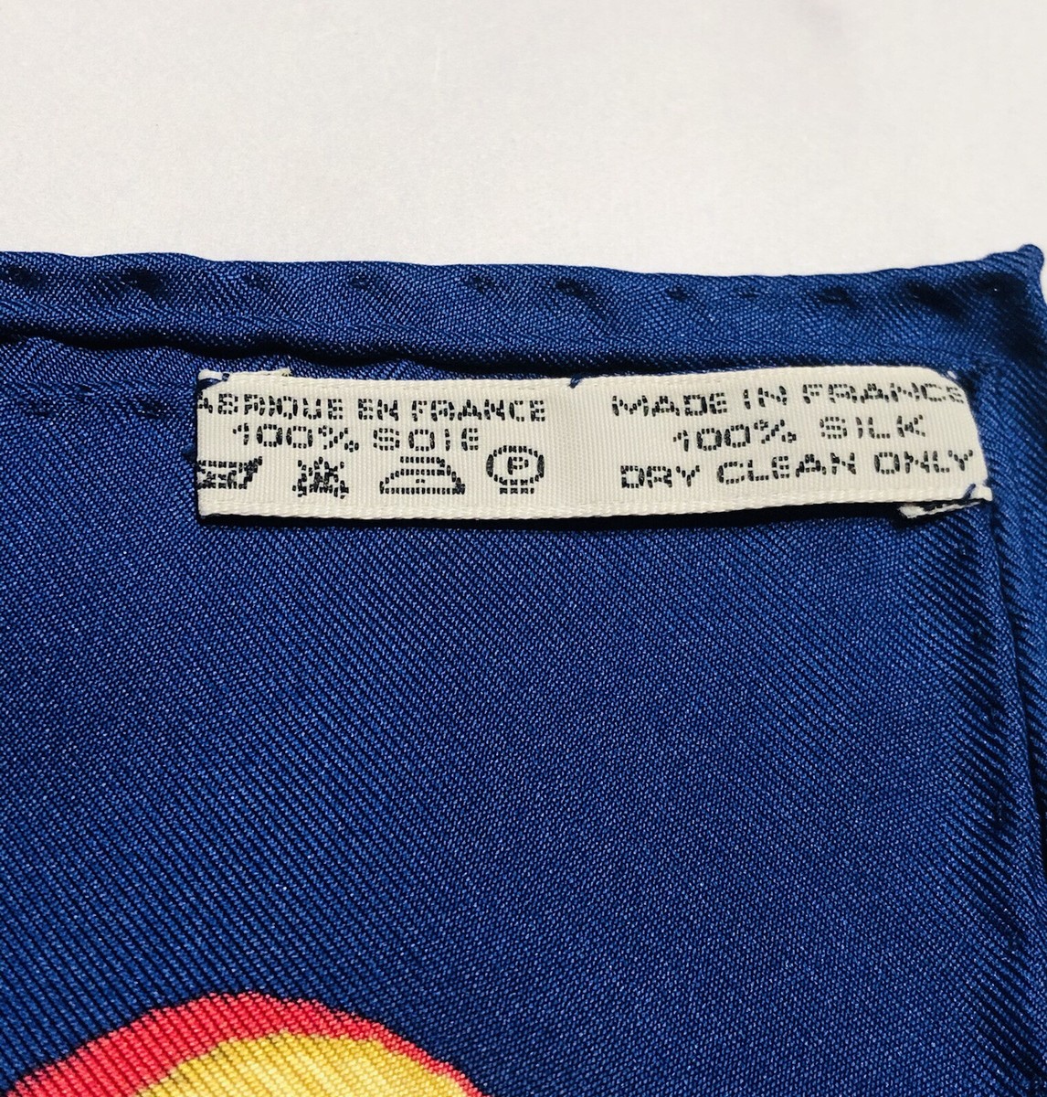 Vintage HERMES Paris “Cadre Noir” 100% Silk Blue Red Gold