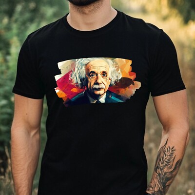 Mens Albert Einstein Motif Cotton T-Shirt Size XS to 5XL