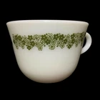 6 Vintage Crazy Daisy Pyrex Milk Glass Coffee Cups Spring Blossom VTG Mugs Green