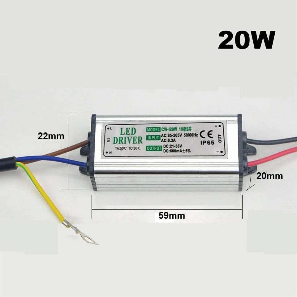 LED Driver Power Supply Transformer DC 12V-38V Waterproof 10/20W/30/50W/70/100W - Image 3 of 4