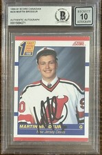 1990 SCORE MARTIN BRODEUR SIGNED ROOKIE CARD BAS BECKETT GEM MINT 10 AUTOGRAPH