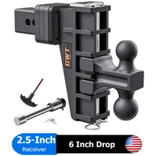 2.5" Receiver 6" Drop Adjustable Trailer Hitch 28000 lbs Heavy Duty Solid Ball