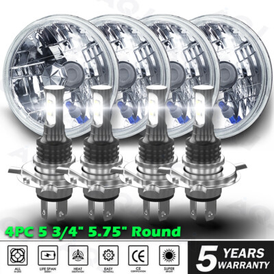 2Pair 5.75'' 5-3/4'' Round LED Hi-Lo Beam Headlights For Cadillac Calais 1965-1974