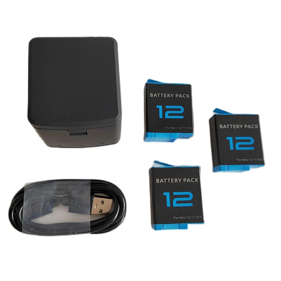 For GoPro 12 11 10 9 Universal Battery (3xBattery + 1xCharger) 1800mAh Capacity - Image 3 of 4