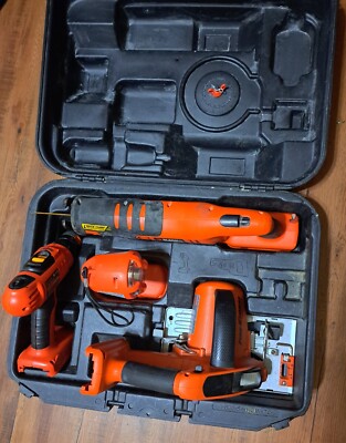 Black and Decker 18V Set Reciprocating saw, Circular saw, Drill, and Light 
