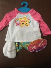 My Life As Doll Emoji Sleepwear Set w Slippers for 18" Doll NWT