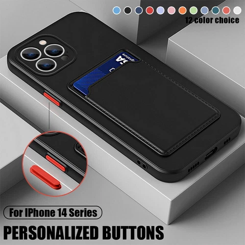 For iPhone 16 15 14 13 12 Pro Max 11 Card Holder Shockproof Silicone Case Cover