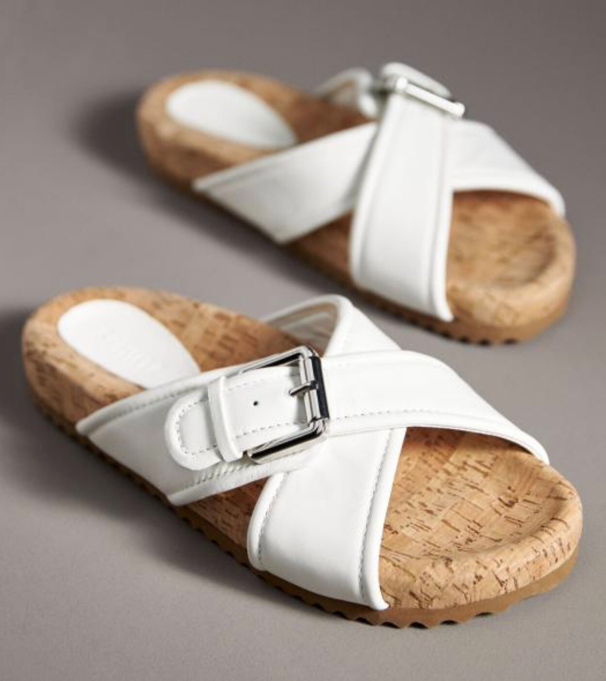 Спортивные кожаные сандалии-горки Anthropologie Schutz Nairobi из белой пробки 4010 НОВЫЕ 15790₽