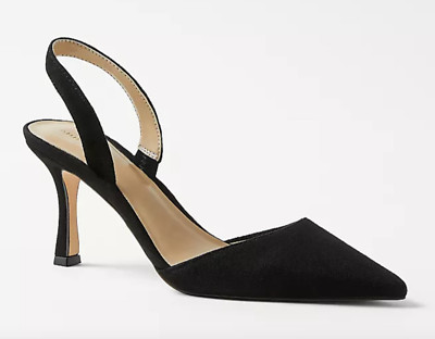 NEW ANN TAYLOR BLACK KERRY SUEDE SLINGBACK PUMPS HIGH HEELS SHOES SIZE 5.5