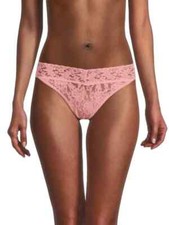 HANKY PANKY SIGNATURE LACE ORIGINAL RISE LACE THONG PINK LEMON SZ ONE SIZE NWT