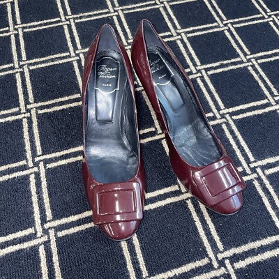 Roger Vivier 40.5 burgendy patent  pumps NEW 3  Heel