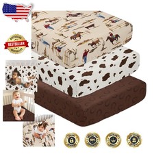 Boys Western Crib Sheets 3 Pack - Horseshoe  Cow Print - Soft Brushed Microf...