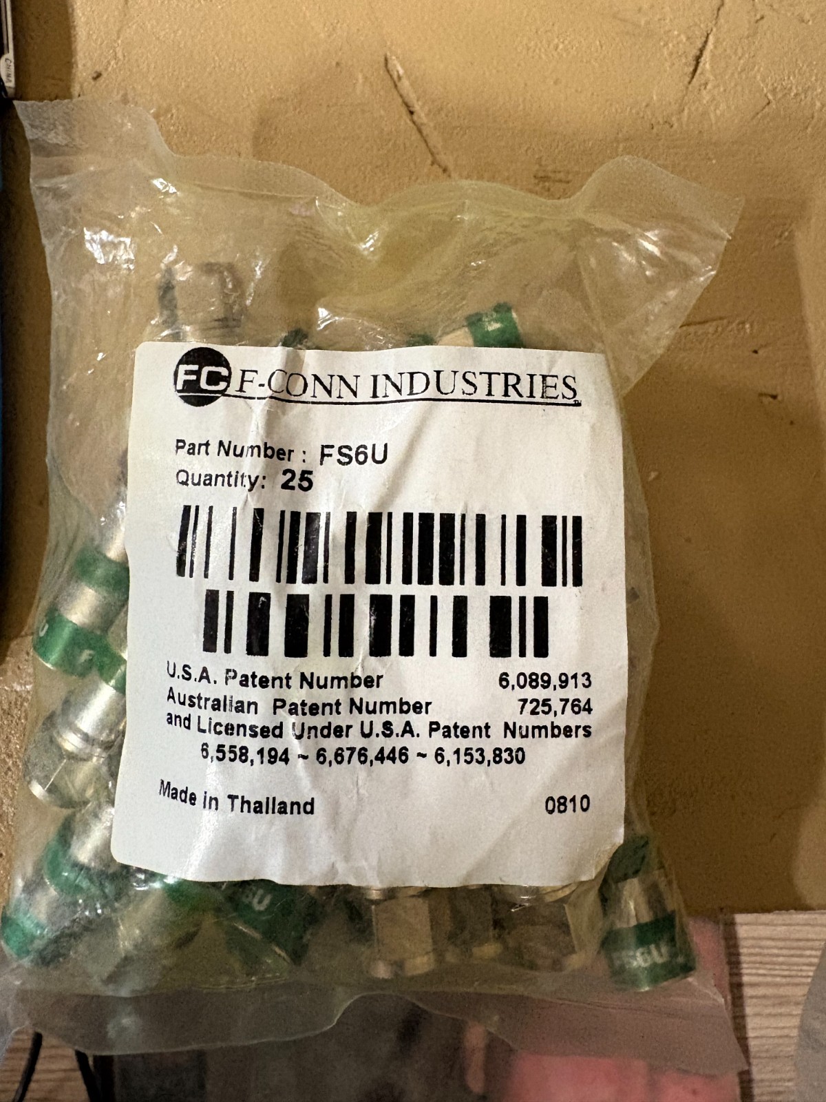 F-Conn FS6U RG6 or RG59 F Type Coaxial Compression Connector - 25 Pack ...