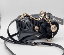 DUNE London Quilted Black Top Handle Cross Body Bag with Heart Charm