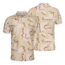 Tri Color Desert Camo Polo Shirt Performance Golf Casual Men
