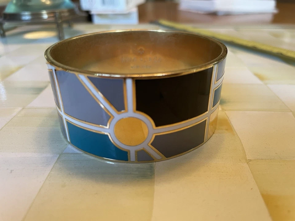 Brazaletes Kate Spade Pila 4 Negro Crema Aqua Rayas Lunares Vieiras Abstracto Foto 3 de 4